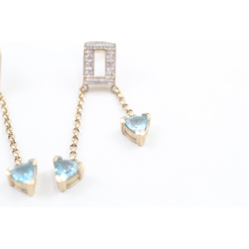 187 - 9ct gold apatite and white gemstone set drop earrings (4.4g)