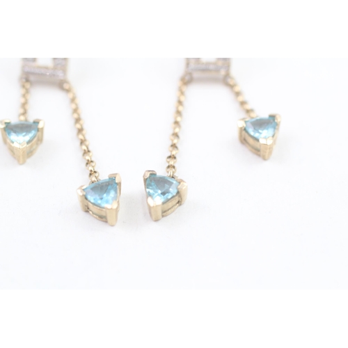 187 - 9ct gold apatite and white gemstone set drop earrings (4.4g)