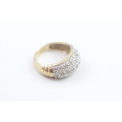 218 - 9ct gold diamond set bombe style ring (3.9g) Size I 1/2