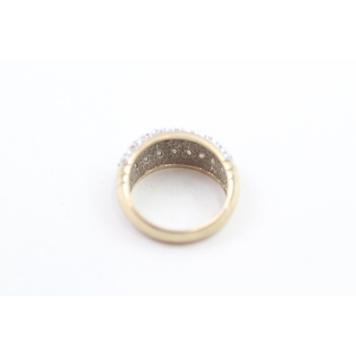 218 - 9ct gold diamond set bombe style ring (3.9g) Size I 1/2