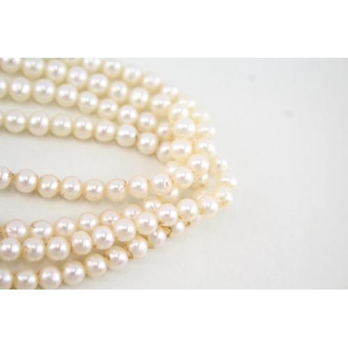 232 - 9ct gold cameo and cultured pearl necklace (45.7g)