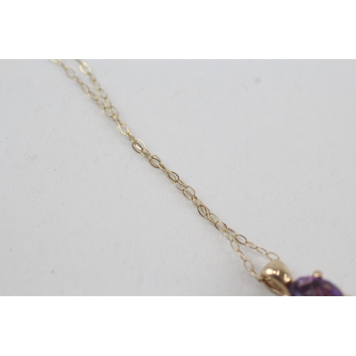 26 - 9ct gold amethyst single stone pendant necklace   1.3g