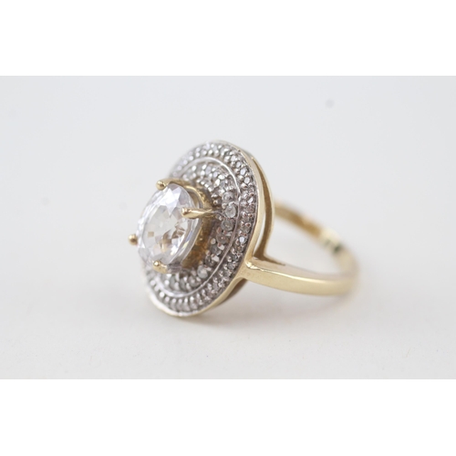 28 - 9ct gold white zircon single stone ring with diamond surround Size O  5.5g