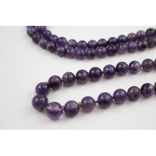 33 - 18ct gold clasp amethyst single strand necklace   6g