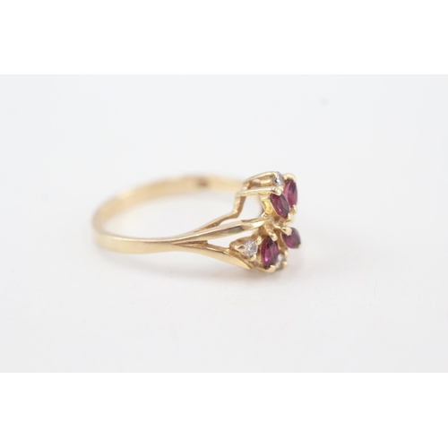 36 - 14ct gold diamond & ruby dress ring Size M  2.3g