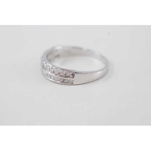 42 - 9ct white gold diamond two row dress ring Size S  3.1g