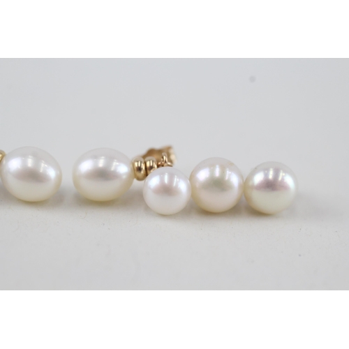 47 - 4x 9ct gold cultured pearl stud earrings with scroll backs   6.8g