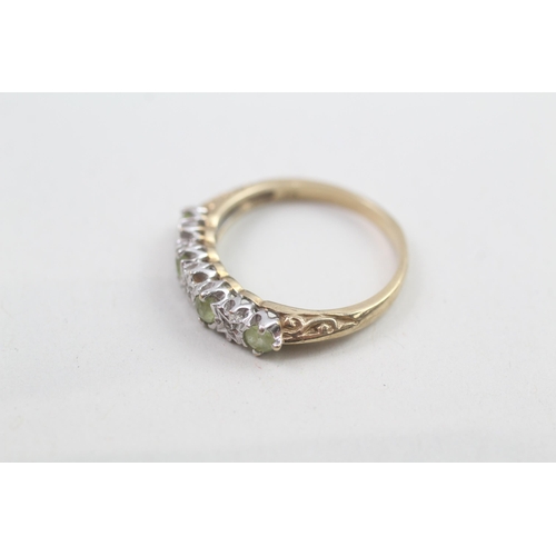 56 - 9ct gold diamond and peridot dress ring Size M  2.05g