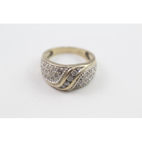 68 - 9ct gold diamond dress ring Size  N 1/2  4.3g