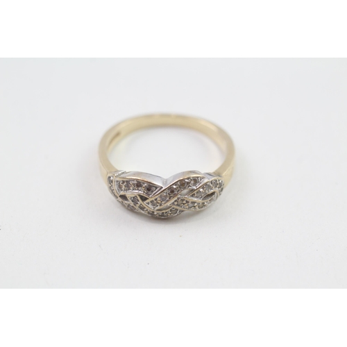 73 - 9ct gold diamond dress ring Size R  3.5g