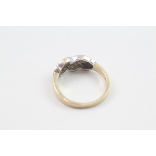 73 - 9ct gold diamond dress ring Size R  3.5g