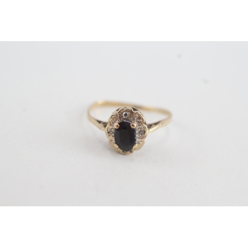 81 - 9ct gold diamond & sapphire oval cluster ring (1.1g) - AS SEEN  Size J 1/2