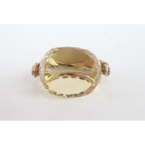 157 - 9ct gold antique citrine swivel fob pendant (15.6g)