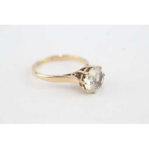 162 - 9ct gold round citrine single stone ring (2.2g) Size  L