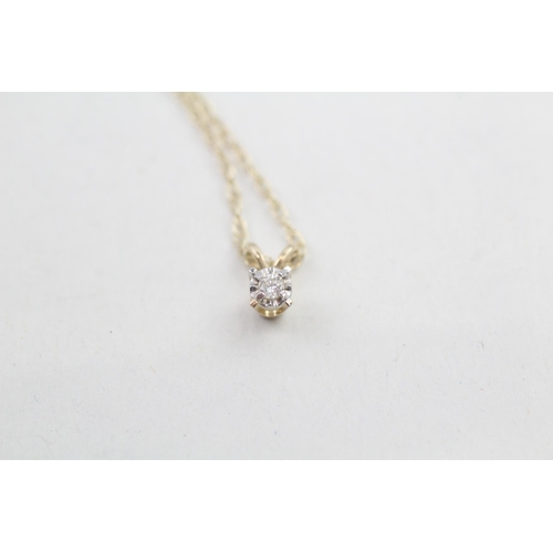 20 - 9ct gold diamond set solitaire pendant necklace (1g)