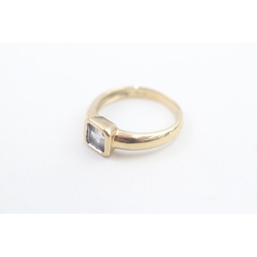 22 - 9ct gold square cut iolite solitaire ring (2.2g) Size  K