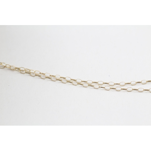 255 - 9ct gold amethyst framed pendant on chain (4g)