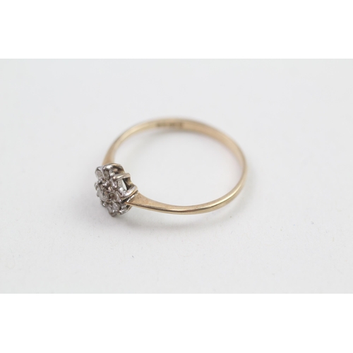 265 - 9ct gold diamond halo ring (1.1g) Size  N