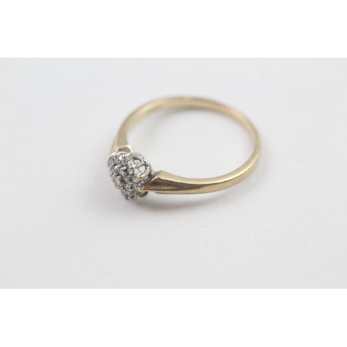 266 - 9ct gold diamond cluster ring (2.1g) Size  P