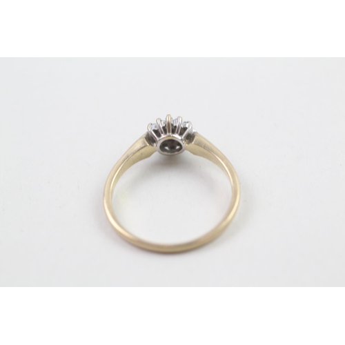 266 - 9ct gold diamond cluster ring (2.1g) Size  P