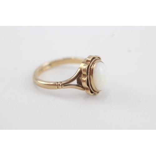 48 - 2x 9ct gold vintage opal & garnet dress rings (6.4g) Size  N + L