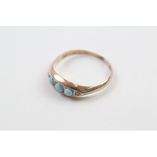 262 - 9ct gold turquoise five stone ring (0.9g)