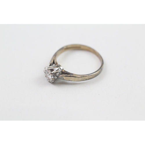 10 - 9ct gold vintage diamond set solitaire ring (1.5g) Size  I 1/2