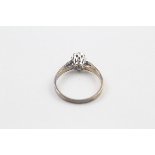 10 - 9ct gold vintage diamond set solitaire ring (1.5g) Size  I 1/2