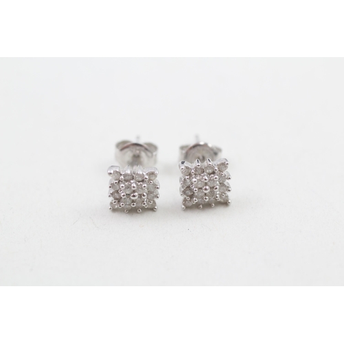 120 - 9ct white gold diamond cluster stud earrings (1.3g)