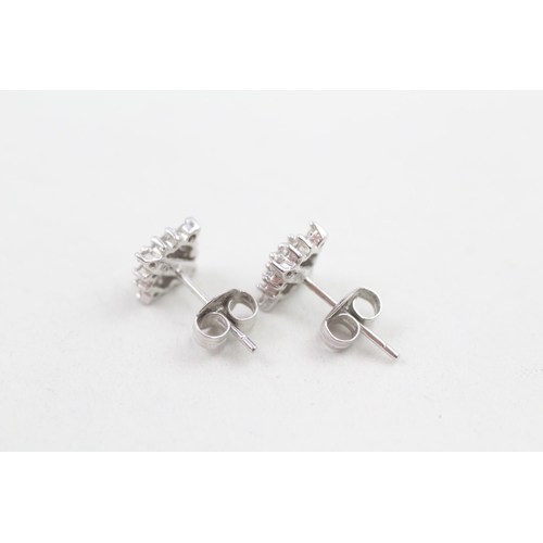 120 - 9ct white gold diamond cluster stud earrings (1.3g)