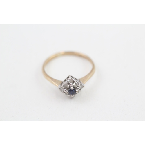 123 - 9ct gold vintage sapphire & diamond dress ring (1.6g) Size  L