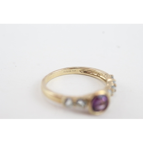 140 - 9ct gold amethyst & aquamarine ring (2.4g) Size  Q