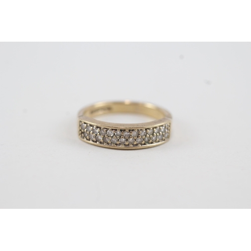 9ct gold diamond set double row band ring (2.2g) Size  J