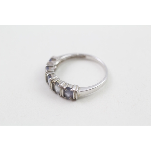 42 - 9ct white gold tanzanite five stone ring (2.3g) Size  N