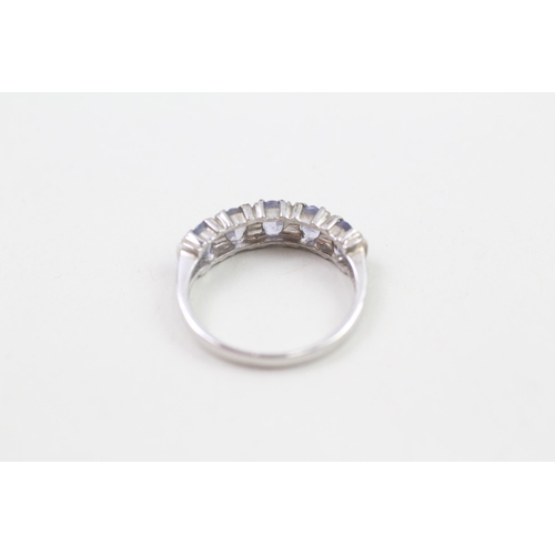 42 - 9ct white gold tanzanite five stone ring (2.3g) Size  N