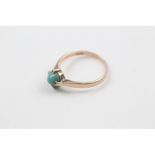 72 - 9ct gold turquoise single stone ring (1.4g) Size  K