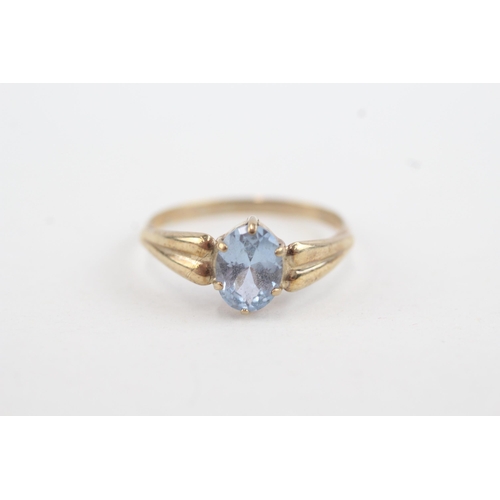 85 - 8ct gold vintage blue gemstone set solitaire ring (1.6g) Size  Q 1/2