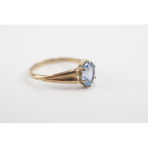 85 - 8ct gold vintage blue gemstone set solitaire ring (1.6g) Size  Q 1/2