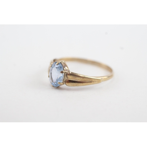 85 - 8ct gold vintage blue gemstone set solitaire ring (1.6g) Size  Q 1/2