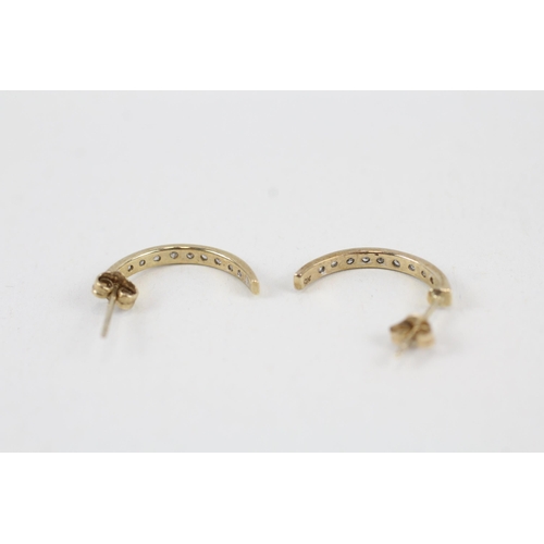 88 - 9ct gold diamond drop earrings with scroll backs (1.1g)