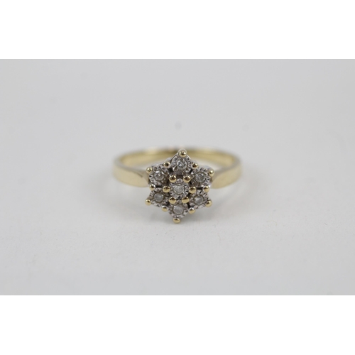 94 - 9ct gold diamond cluster ring, total diamond weight: 0.10ct approximately (3.3g) Size  O