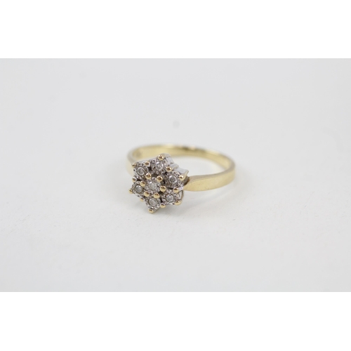 94 - 9ct gold diamond cluster ring, total diamond weight: 0.10ct approximately (3.3g) Size  O