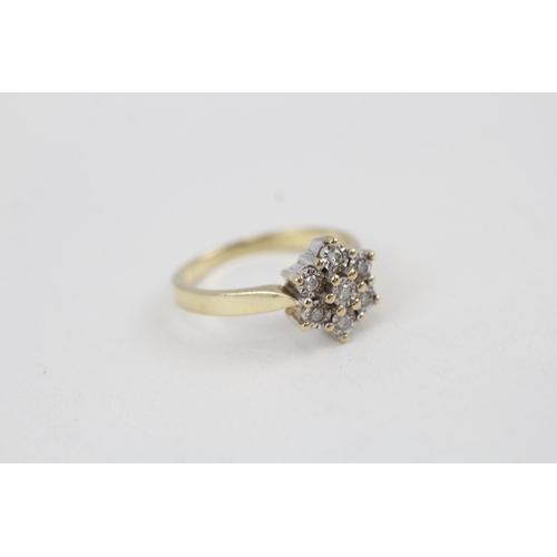 94 - 9ct gold diamond cluster ring, total diamond weight: 0.10ct approximately (3.3g) Size  O