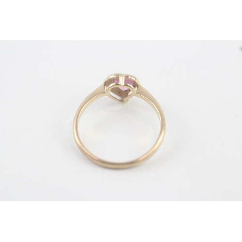 96 - 9ct gold pink gemstone & diamond dress ring (1.6g) Size  N