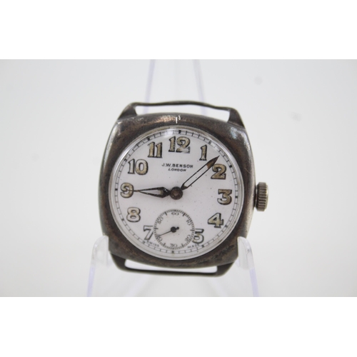 421 - Men's J. W. Benson 925 Silver Trench Style Watch Hand-Wind WATCH RUNS