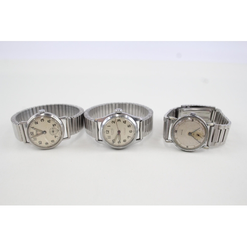 422 - Men's Vintage Military Style Watches Hand-Wind Inc. Royce, Roamer WATCH RUNS x 3