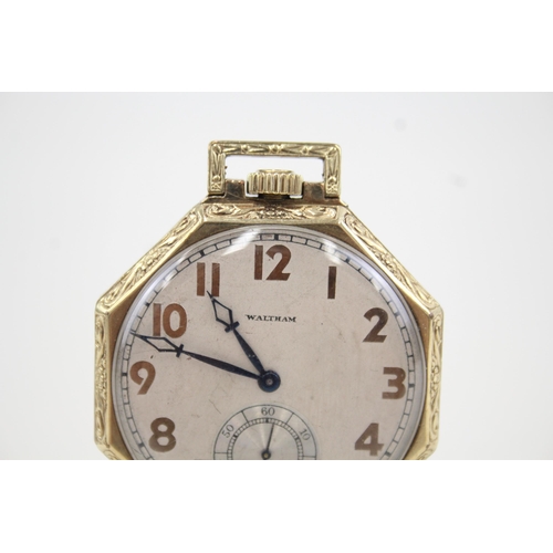 423 - Men's Waltham Rolled Gold Open Face Pocket Watch Hand-Wind