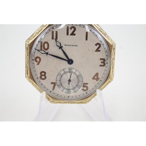 423 - Men's Waltham Rolled Gold Open Face Pocket Watch Hand-Wind