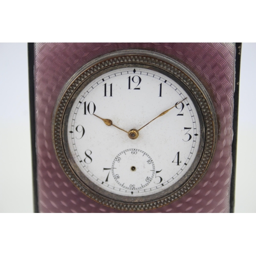 426 - 925 Sterling Silver & Enamelled Desk Timepiece