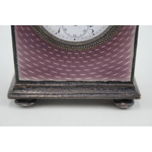 426 - 925 Sterling Silver & Enamelled Desk Timepiece